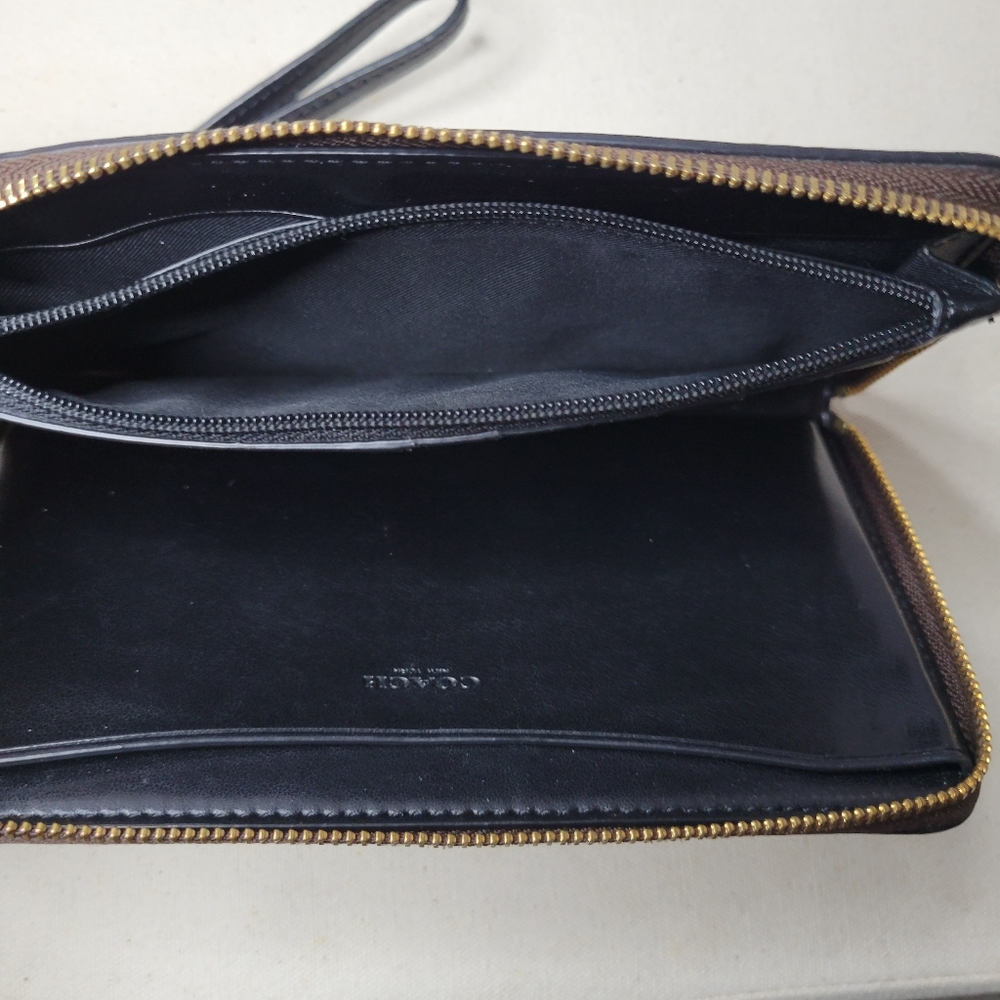 Coach Signature Brown Large Phone Wallet In Signature Canvas - Picture 13 of 15